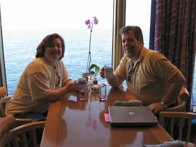 Morning Coffee on the Lido Deck at sea