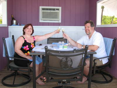 In our private cabana with champagne